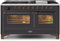 ILVE 60-Inch Majestic II Dual Fuel Range with 9 Sealed Burners and Griddle - 5.8 cu. ft. Oven - Bronze Trim in Matte Graphite (UM15FDNS3MGB)