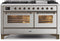 ILVE 60-Inch Majestic II Dual Fuel Range with 9 Sealed Burners and Griddle - 5.8 cu. ft. Oven - Bronze Trim in Stainless Steel (UM15FDNS3SSB)