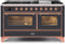 ILVE 60-Inch Majestic II Dual Fuel Range with 9 Sealed Burners and Griddle - 5.8 cu. ft. Oven - Copper Trim in Matte Graphite (UM15FDNS3MGP)