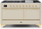 ILVE 60-Inch Majestic II Dual Fuel Range with 9 Sealed Burners - Griddle - Dual Oven - Antique White (UM15FDQNS3AWG)