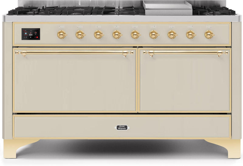 ILVE 60" Majestic II Dual Fuel Range with 9 Sealed Burners - Griddle - Dual Oven - Antique White (UM15FDQNS3AWG) Ranges ILVE 