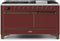 ILVE 60-Inch Majestic II Dual Fuel Range with 9 Sealed Burners - Griddle - Dual Oven - Burgundy (UM15FDQNS3BUB)