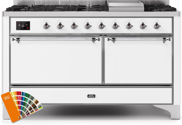 ILVE 60" Majestic II Dual Fuel Range with 9 Sealed Burners - Griddle - Dual Oven - Custom RAL Color (UM15FDQNS3RALB) Ranges ILVE 