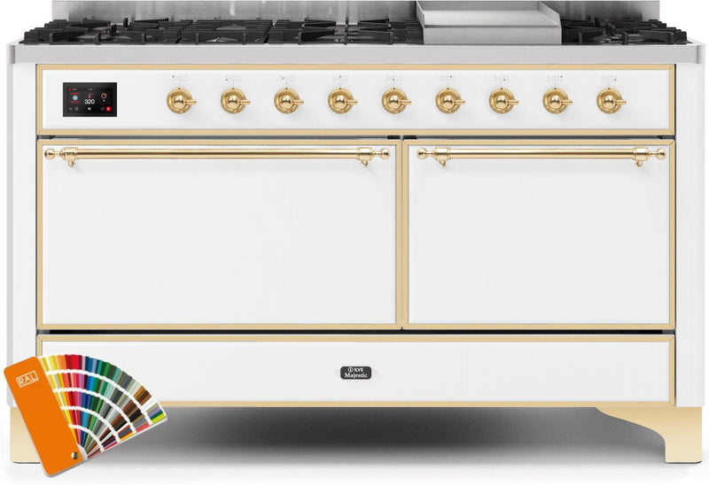 ILVE 60" Majestic II Dual Fuel Range with 9 Sealed Burners - Griddle - Dual Oven - Custom RAL Color (UM15FDQNS3RALG) Ranges ILVE 