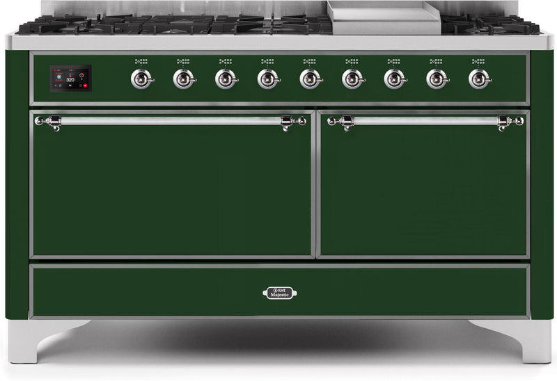 ILVE 60" Majestic II Dual Fuel Range with 9 Sealed Burners - Griddle - Dual Oven - Emerald Green (UM15FDQNS3EGC) Ranges ILVE 