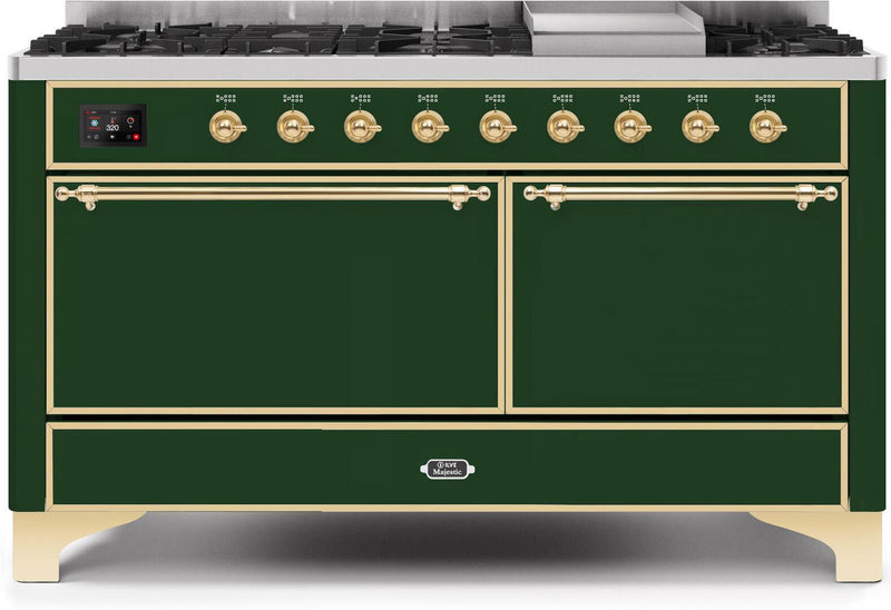 ILVE 60" Majestic II Dual Fuel Range with 9 Sealed Burners - Griddle - Dual Oven - Emerald Green (UM15FDQNS3EGG) Ranges ILVE 