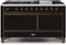 ILVE 60-Inch Majestic II Dual Fuel Range with 9 Sealed Burners - Griddle - Dual Oven - Glossy Black (UM15FDQNS3BKB)