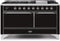 ILVE 60-Inch Majestic II Dual Fuel Range with 9 Sealed Burners - Griddle - Dual Oven - Glossy Black (UM15FDQNS3BKC)
