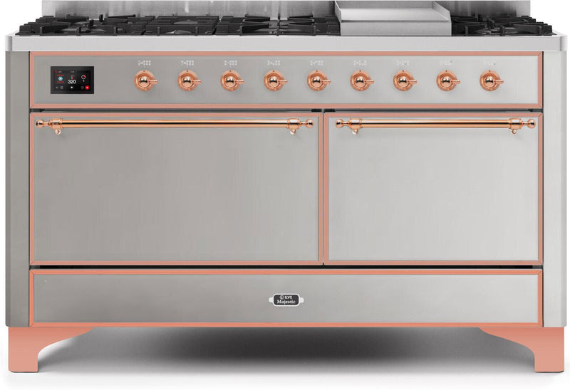 ILVE 60" Majestic II Dual Fuel Range with 9 Sealed Burners - Griddle - Dual Oven - Stainless Steel (UM15FDQNS3SSP) Ranges ILVE 