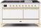 ILVE 60-Inch Majestic II Dual Fuel Range with 9 Sealed Burners - Griddle - Dual Oven - White (UM15FDQNS3WHG)
