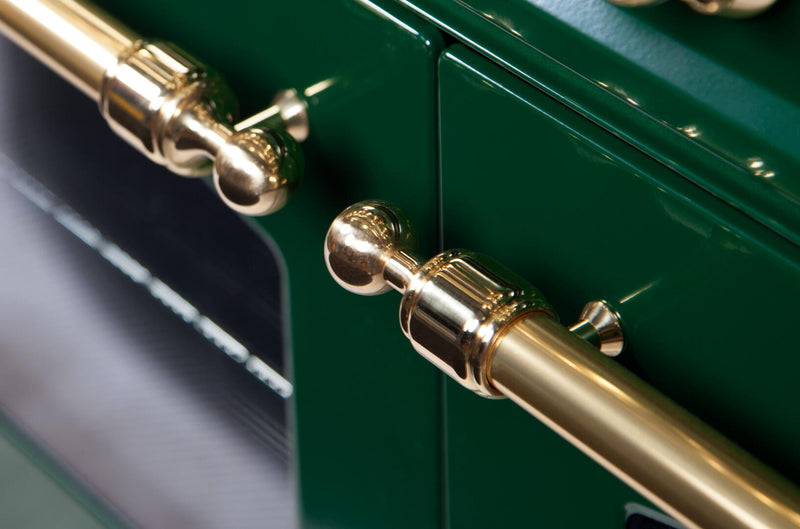 ILVE 60" Nostalgie - Dual Fuel Range with 8 Sealed Burners - 5.99 cu. ft. Oven - Griddle with Brass Trim in Emerald Green (UPN150FDMPVS) Ranges ILVE 