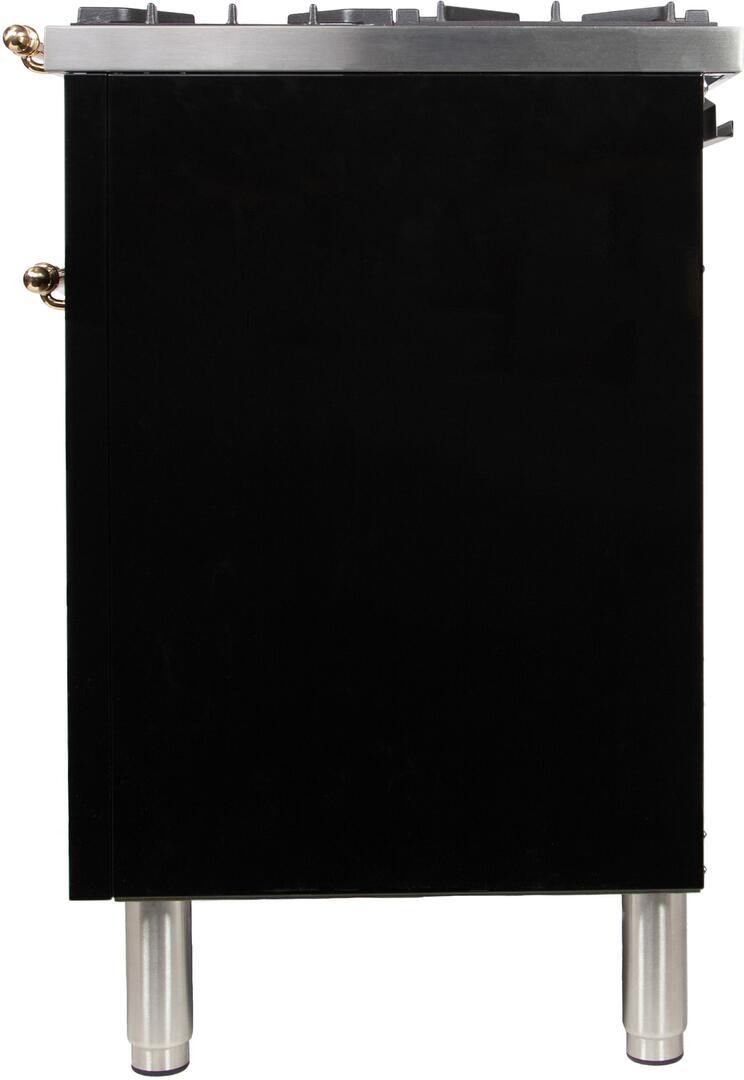 ILVE 60" Nostalgie - Dual Fuel Range with 8 Sealed Burners - 5.99 cu. ft. Oven - Griddle with Brass Trim in Glossy Black (UPN150FDMPN) Ranges ILVE 