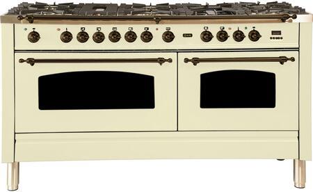 ILVE 60" Nostalgie - Dual Fuel Range with 8 Sealed Burners - 5.99 cu. ft. Oven - Griddle with Bronze Trim in Antique White (UPN150FDMPAY) Ranges ILVE 