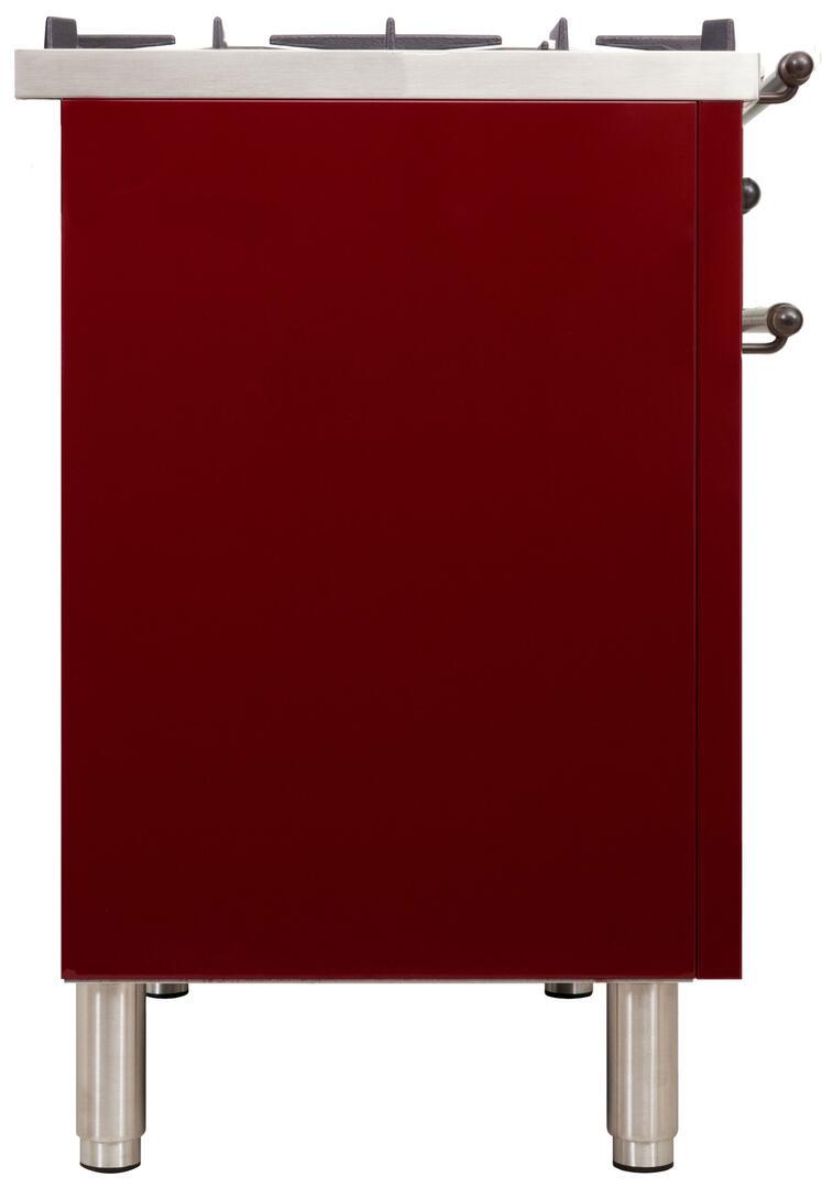 ILVE 60" Nostalgie - Dual Fuel Range with 8 Sealed Burners - 5.99 cu. ft. Oven - Griddle with Bronze Trim in Burgundy (UPN150FDMPRBY) Ranges ILVE 