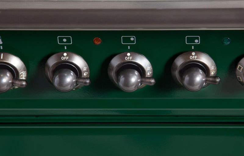 ILVE 60" Nostalgie - Dual Fuel Range with 8 Sealed Burners - 5.99 cu. ft. Oven - Griddle with Bronze Trim in Emerald Green (UPN150FDMPVSY) Ranges ILVE 