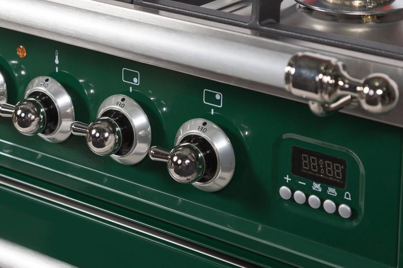 ILVE 60" Nostalgie - Dual Fuel Range with 8 Sealed Burners - 5.99 cu. ft. Oven - Griddle with Chrome Trim in Emerald Green (UPN150FDMPVSX) Ranges ILVE 