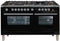 ILVE 60-Inch Professional Plus Series Freestanding Double Oven Dual Fuel Range with 8 Sealed Burners in Glossy Black with Chrome Trim (UPW150FDMPN)