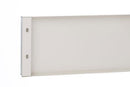 Antique white toe kick panel with side mounting holes and brackets