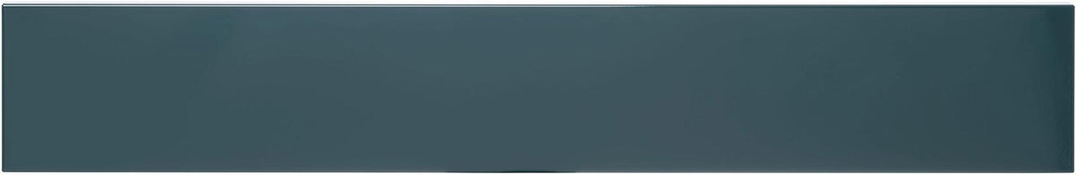 Blue-grey toe kick panel with straight bottom edge