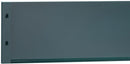 Blue grey toe kick panel with two mounting holes on left edge
