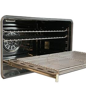 Oven glide rack set with extended wire shelf, chrome finish, fits inside oven