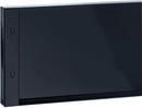 Glossy black toe kick panel, side view with two recessed oval clips