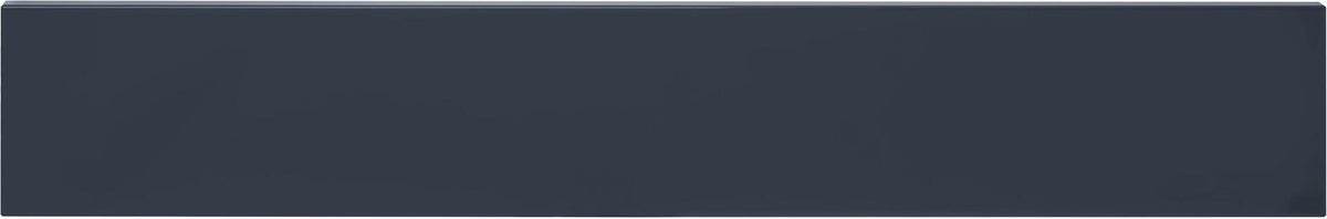 ILVE glossy black toe kick panel with flat front edge close-up