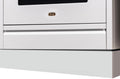 ILVE 36-inch white range toe kick panel, front view with ILVE badge