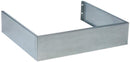 Rectangular metal toe kick surround, gray/silver with side return panels