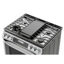 Midea 30-Inch Smart Slide-in Gas Range with 5 Sealed Burners Wi-Fi Enabled, 6.1 Cu. Ft., Pro Style with True Convection in Stainless Steel (MGS30S4AST)