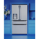 Midea 36-Inch Freestanding Counter Depth 4 Door French Door Refrigerator with 21.6 Cu. Ft. and Water Dispenser in Stainless Steel (MRQ22D7AST)