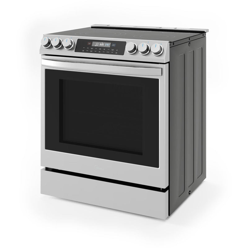 Midea 30-Inch Smart Slide-in Electric Range with 5 Elements Wi-Fi Enabled, 6.3 Cu. Ft., Pro Style with True Convection in Stainless Steel (MES30S4AST)
