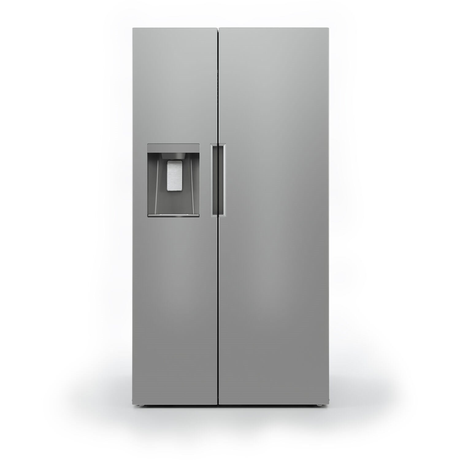 Stainless steel side-by-side refrigerator with water dispenser on left door