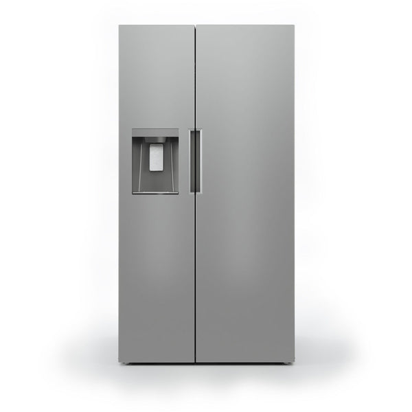 Midea 36-Inch Freestanding Side by Side Refrigerator with 26.3 cu. Ft with 5 Glass Shelves with Water Dispenser in Stainless Steel (MRS26D5AST)