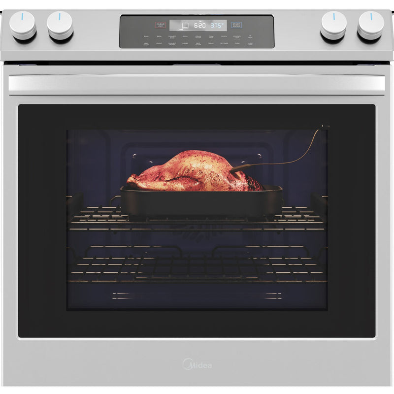 Midea 30-Inch Smart Slide-in Electric Range with 5 Elements Wi-Fi Enabled, 6.3 Cu. Ft., Standard Convection in Stainless Steel (MES30S2AST)