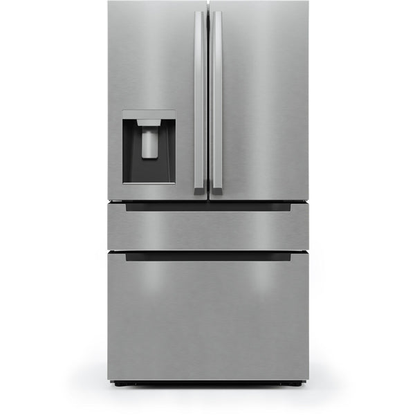 Midea 36-Inch Freestanding Counter Depth 4 Door French Door Refrigerator with 21.6 Cu. Ft. and Water Dispenser in Stainless Steel (MRQ22D7AST)