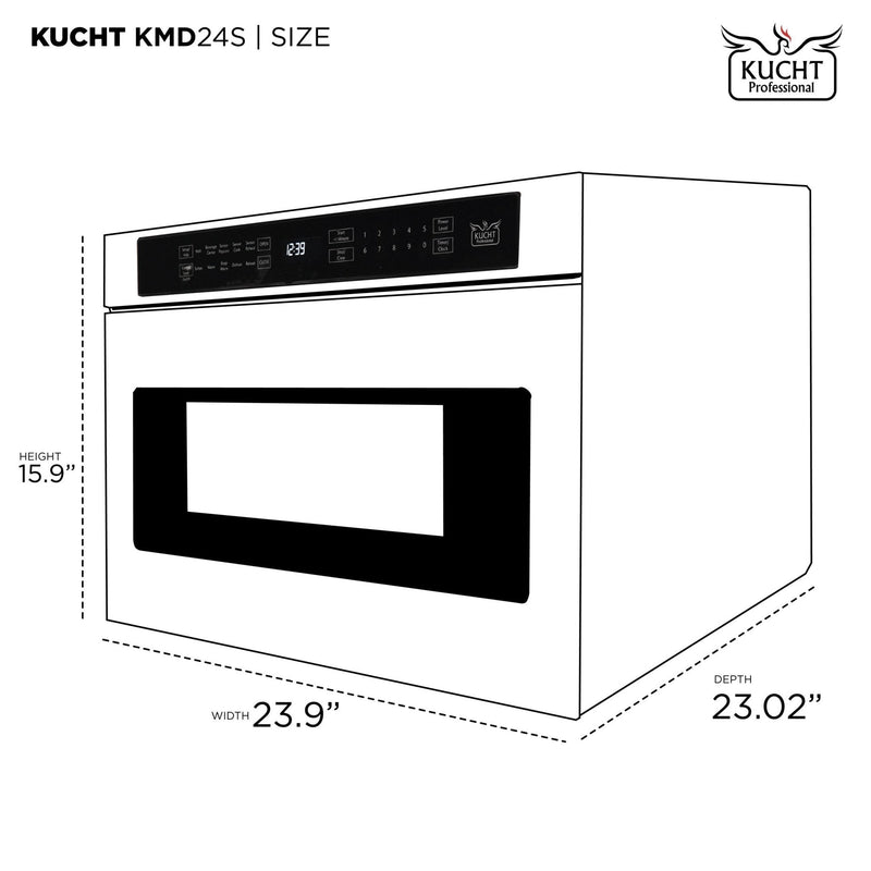 Kucht 5-Piece Appliance Package - 36-Inch Dual Range, 36-Inch Panel Ready Refrigerator, Under Cabinet Hood, Panel Ready Dishwasher, & Microwave Drawer
