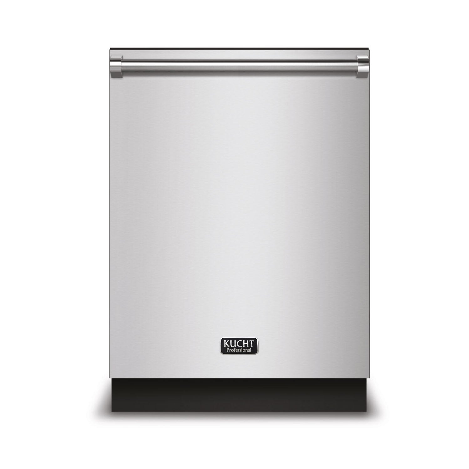 Stainless steel dishwasher with smooth front door and handle bar