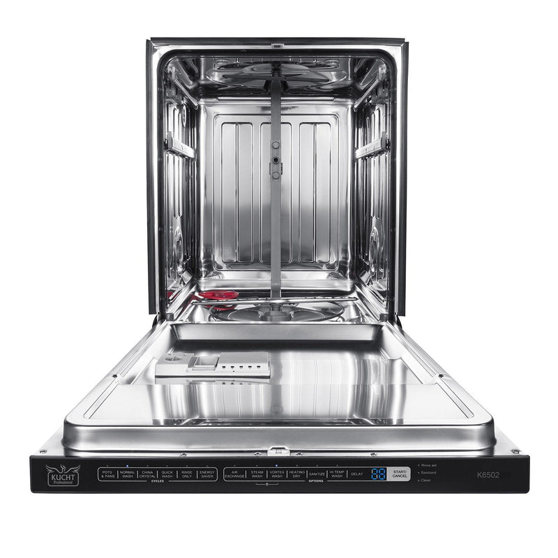 Kucht 4-Piece Appliance Package - 48-Inch Dual Fuel Range, Refrigerator, Under Cabinet Hood, & Dishwasher in Stainless Steel