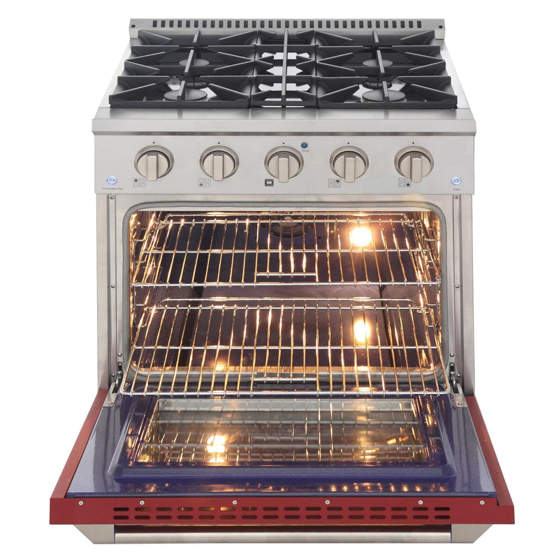 Kucht Professional 30 in. 4.2 cu. ft. Gas Range - Sealed Burners and Convection Oven in Red (KNG301-R) Ranges Kucht 
