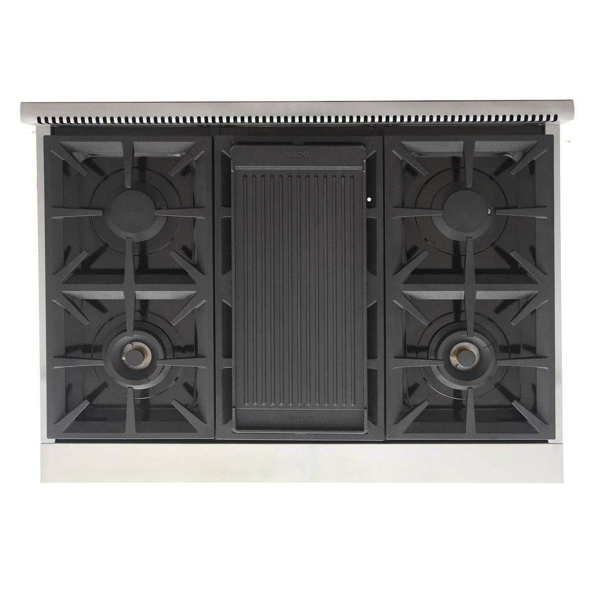 Gas cooktop with four burners and center griddle insert