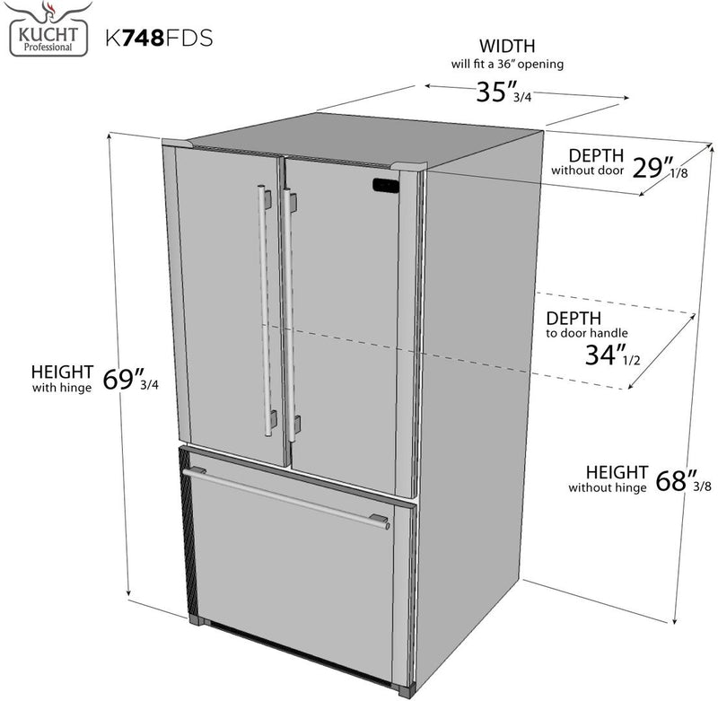 Kucht 5-Piece Appliance Package - 48-Inch Gas Range, Refrigerator, Wall Mount Hood, Dishwasher, & Microwave Oven in Stainless Steel