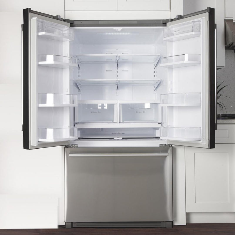 Kucht 4-Piece Appliance Package - 36-Inch Dual Range, Refrigerator, Under Cabinet Hood, & Dishwasher in Stainless Steel
