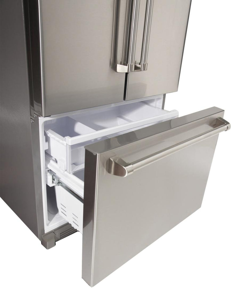 Kucht 4-Piece Appliance Package - 48-Inch Dual Fuel Range, Refrigerator, Wall Mount Hood, & Dishwasher in Stainless Steel