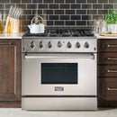 Kucht Professional 36 in. 5.2 cu. ft. Gas Range - Sealed Burners and Convection Oven - Stainless Steel with Colored Options (KRG3618U) Ranges Kucht 