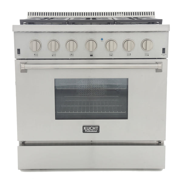Kucht Professional 36 in. 5.2 cu. ft. Gas Range - Sealed Burners and Convection Oven - Stainless Steel with Colored Options (KRG3618U) Ranges Kucht 