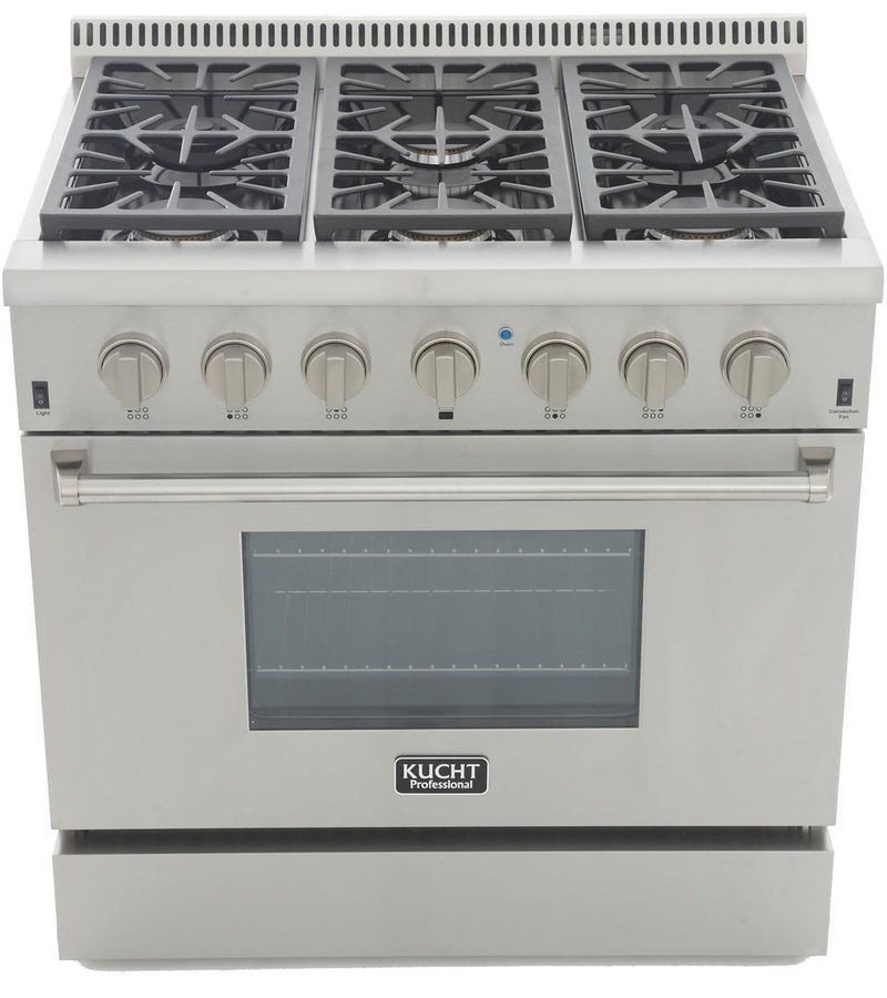 Kucht Professional 36 in. 5.2 cu. ft. Gas Range - Sealed Burners and Convection Oven - Stainless Steel with Colored Options (KRG3618U) Ranges Kucht Natural Gas 