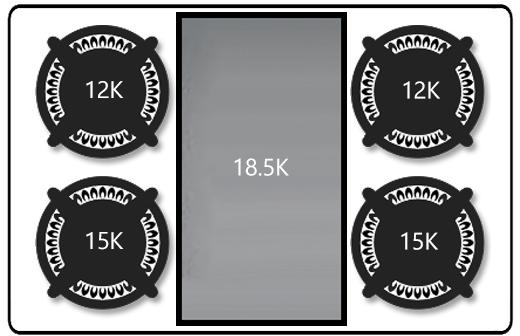Gas burner power chart graphic showing 12K and 15K settings