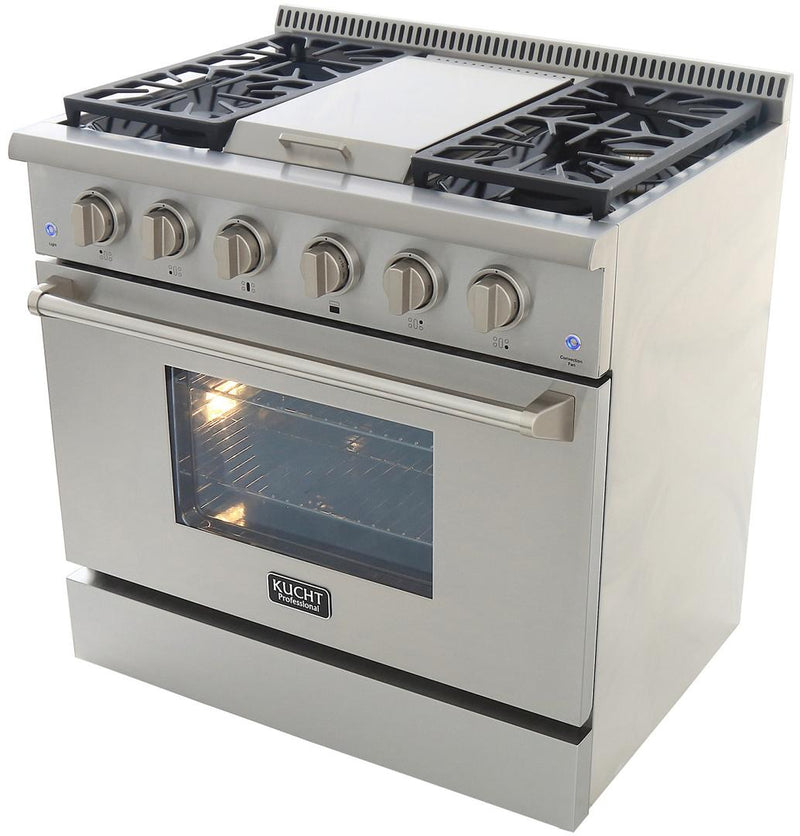 Kucht Professional 36 in. 5.2 cu. ft. Gas Range with Griddle in Stainless Steel (KRG3609U) Ranges Kucht 