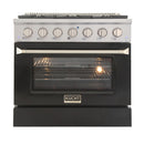 Kucht Professional 36 in. 5.2 cu. ft. Range - Sealed Burners and Convection Oven in Black (KNG361-K) Ranges Kucht 
